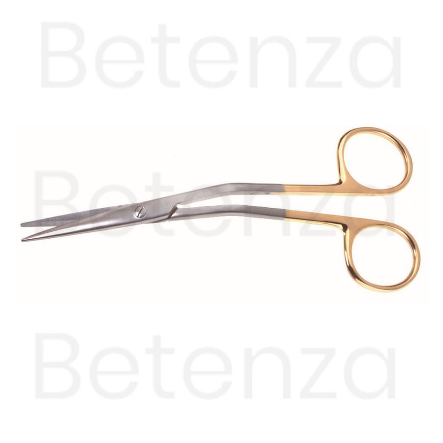 Fomon Serrated Onyx Scissors, 5-1.2 in (14cm), Angled