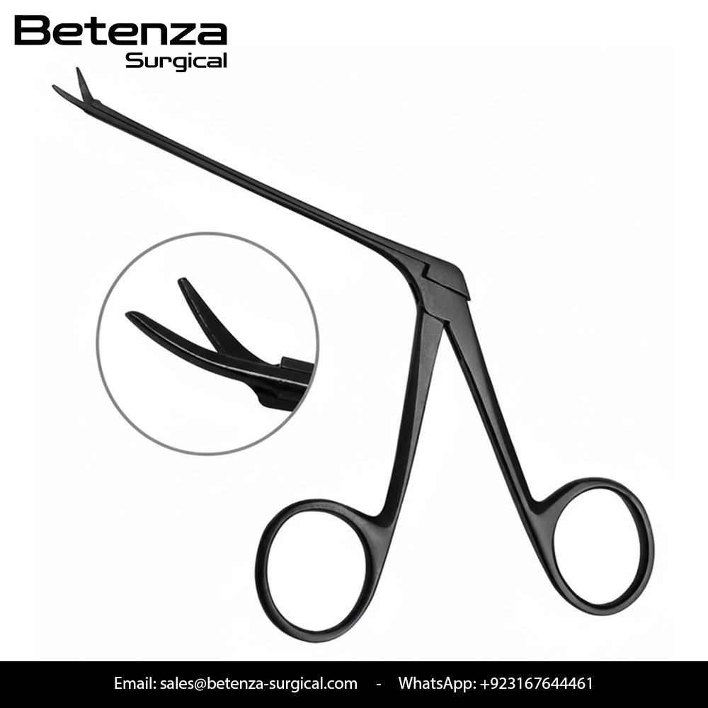 BELLUCCI MICRO EAR SCISSORS BLACK TEFLON COATED STRAIGHT 7.5CM